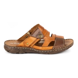 Olivier Chinelos de couro masculino 460MP camelo castanho