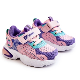 PJ2 Tênis esportivo infantil com velcro rosa-violeta Lillo roxo