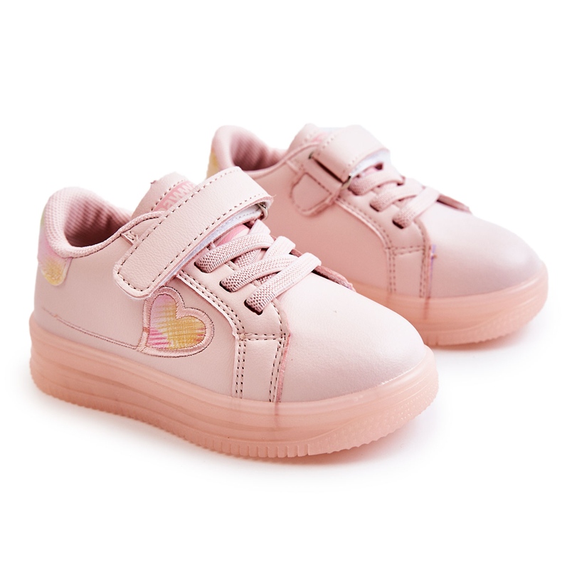 PA1 Sapatos esportivos infantis de couro com velcro rosa Baylene