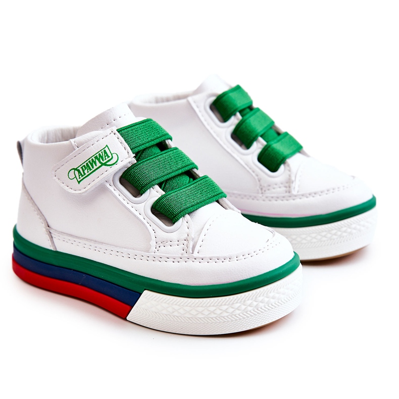 PA1 Tênis cano alto infantil branco e verde Baxter ['branco verde']