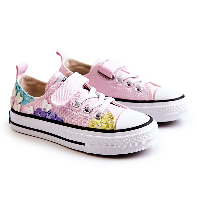 PA1 Tênis infantil com estampa de tecido rosa Buster