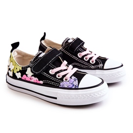 PA1 Tênis infantil com estampa de tecido preto Buster