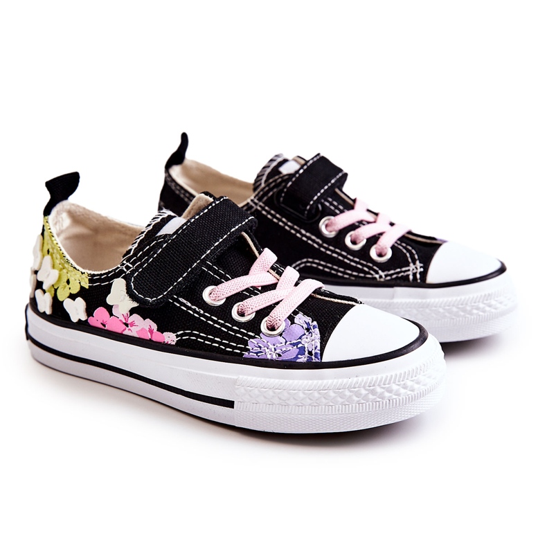 PA1 Tênis infantil com estampa de tecido preto Buster