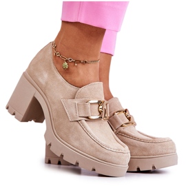 PL5 Sapatos elegantes em um pilar com decoração dourada Bege claro Harmell dourado