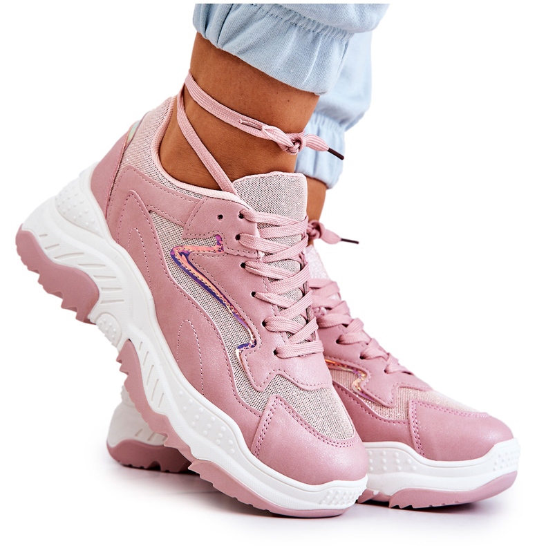 Tênis feminino rosa Chunky Shiny rosa canadense