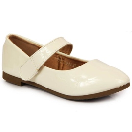 Bailarinas femininas com velcro comunhão Potocki branco
