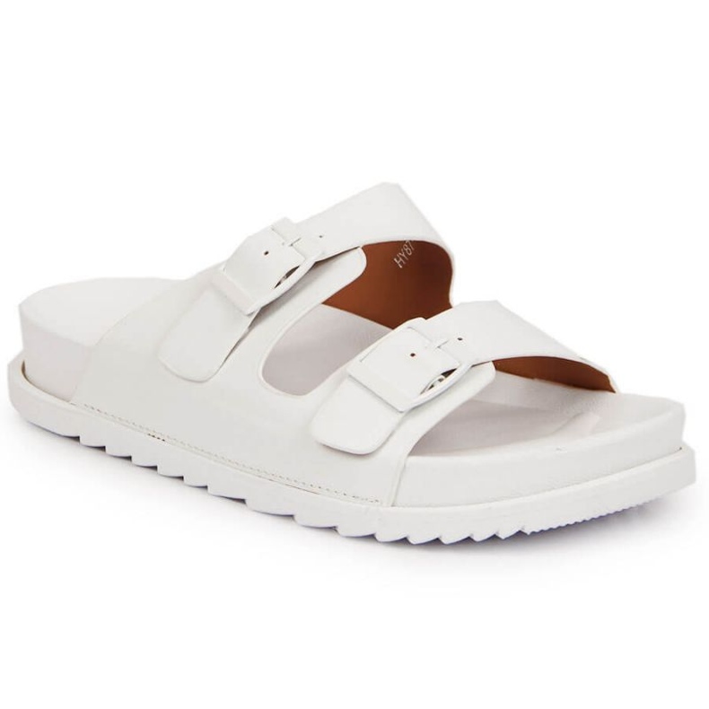 Chinelos de borracha com fivelas brancas em S.Barski branco