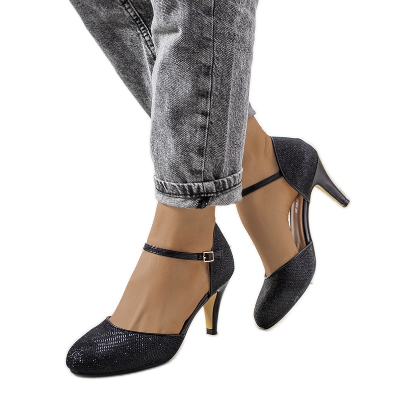 Bombas Rosetown pretas brilhantes preto