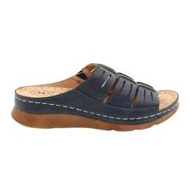 Flip-flops femininos com um OpenWork Evento 22SD98-4536 Navy Blue Pattern azul Flip-flops femininos com um OpenWork Evento 22SD98-4536 Navy Blue Pattern azul