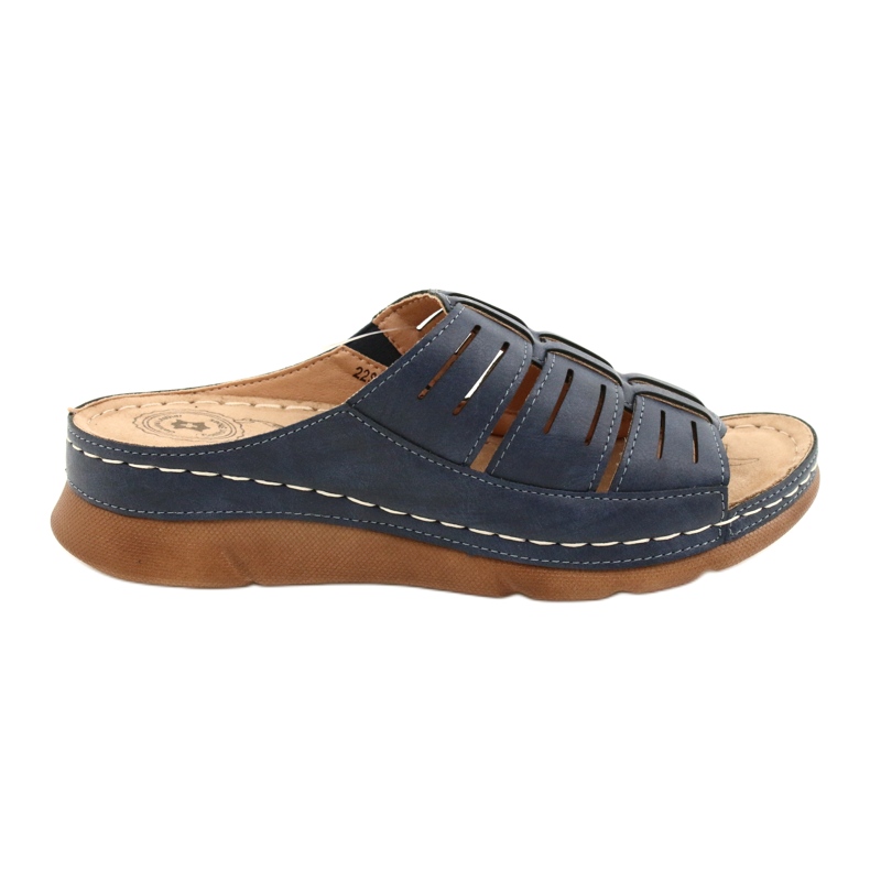 Flip-flops femininos com um OpenWork Evento 22SD98-4536 Navy Blue Pattern azul