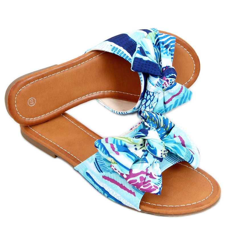 Chinelos com estampa floral Lotos Blue azul multicolorido