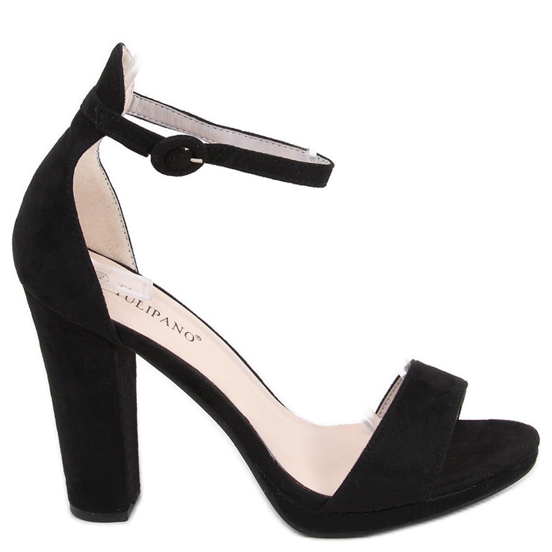 Sandália preta de salto alto Ficaria preto