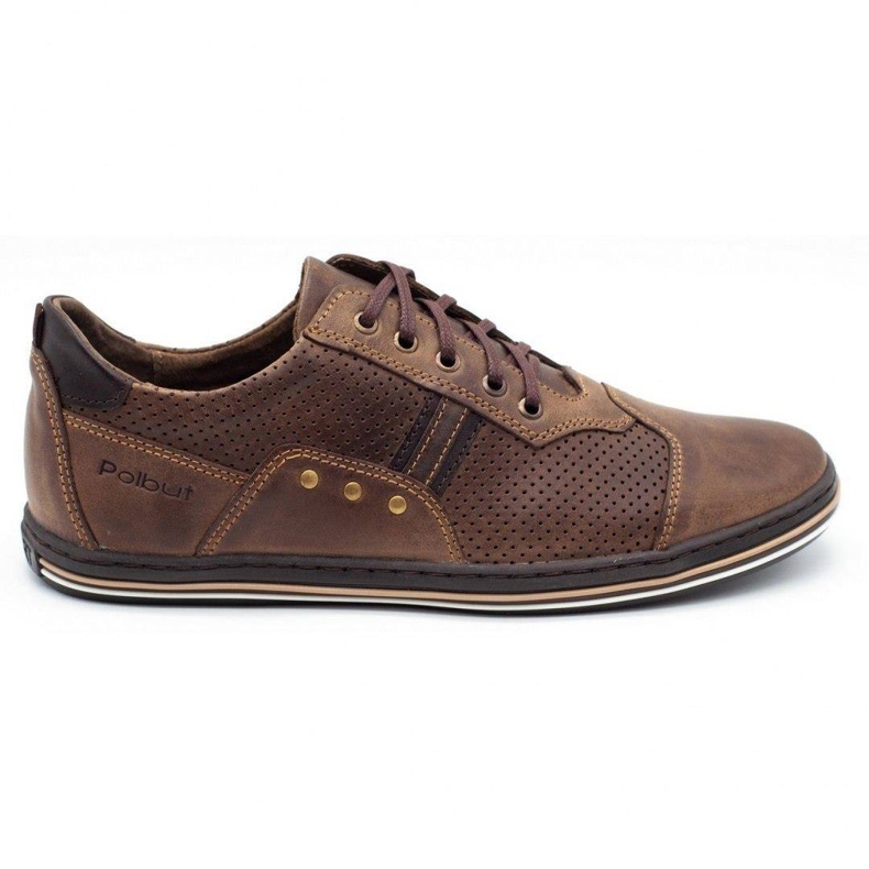 Polbut Sapatos masculinos casuais 1801P marrom castanho