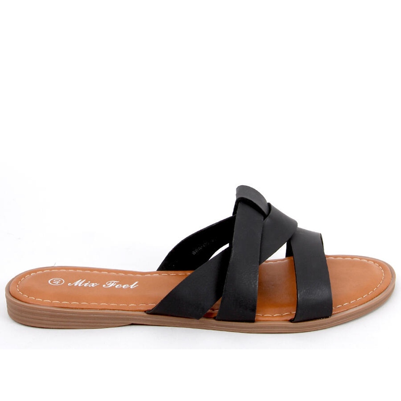 Chinelos cruzados femininos Poppy Black preto