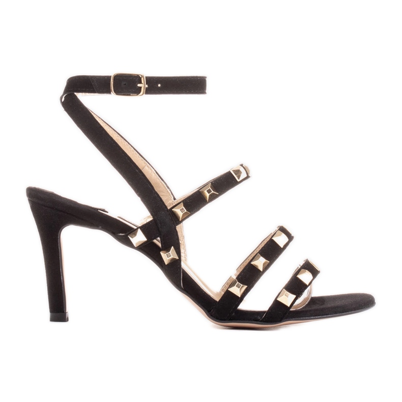 Marco Shoes Sandália de camurça preta com tachas decorativas preto