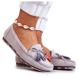 PS1 Mocassins femininos de camurça cinza Wilessa