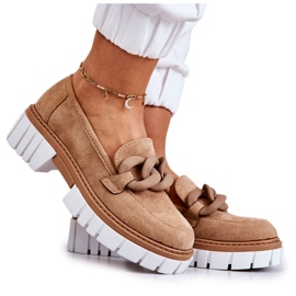 PS1 Mocassins de camurça com decoração em Talisa bege escuro