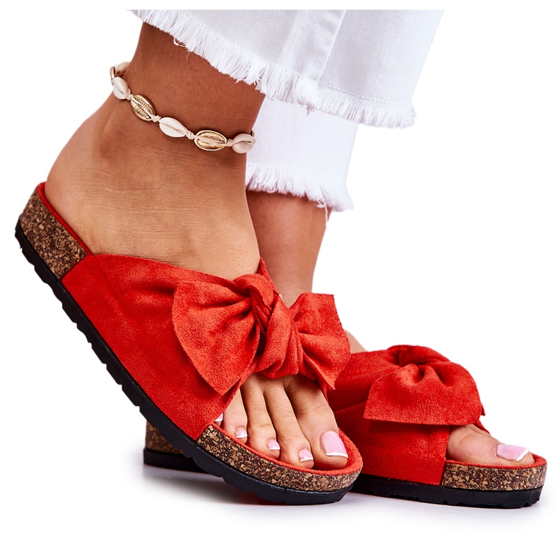 Chinelos Wendy's Orange com sola de cortiça vermelho laranja