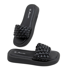 Sandália de salto alto com listras trançadas Elida Black preto