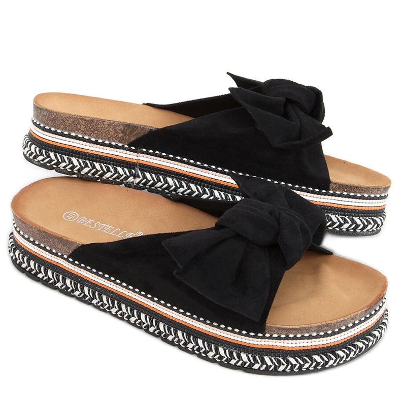 Chinelos em uma sola Lane Black decorada preto