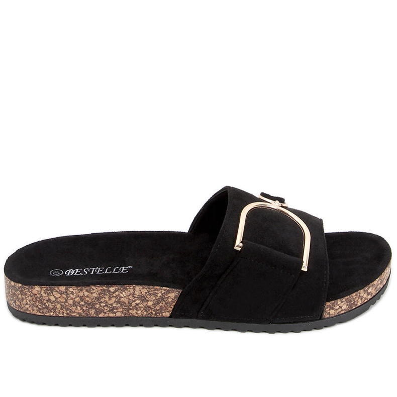 Chinelos de sola de cortiça Tara Black preto