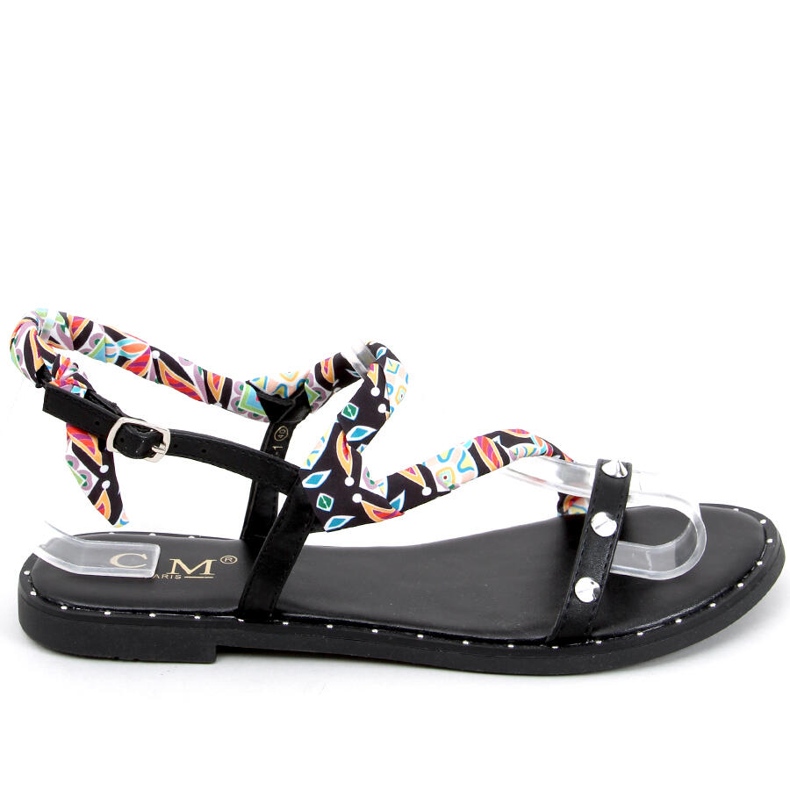 Sandálias femininas Abelia Black preto multicolorido