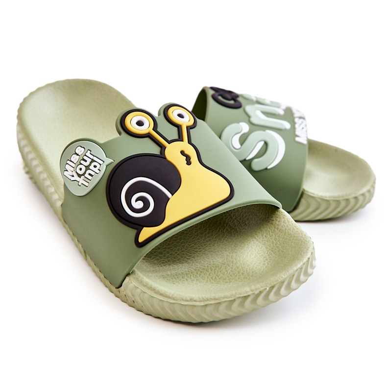 Chinelos de caracol verde infantil claro