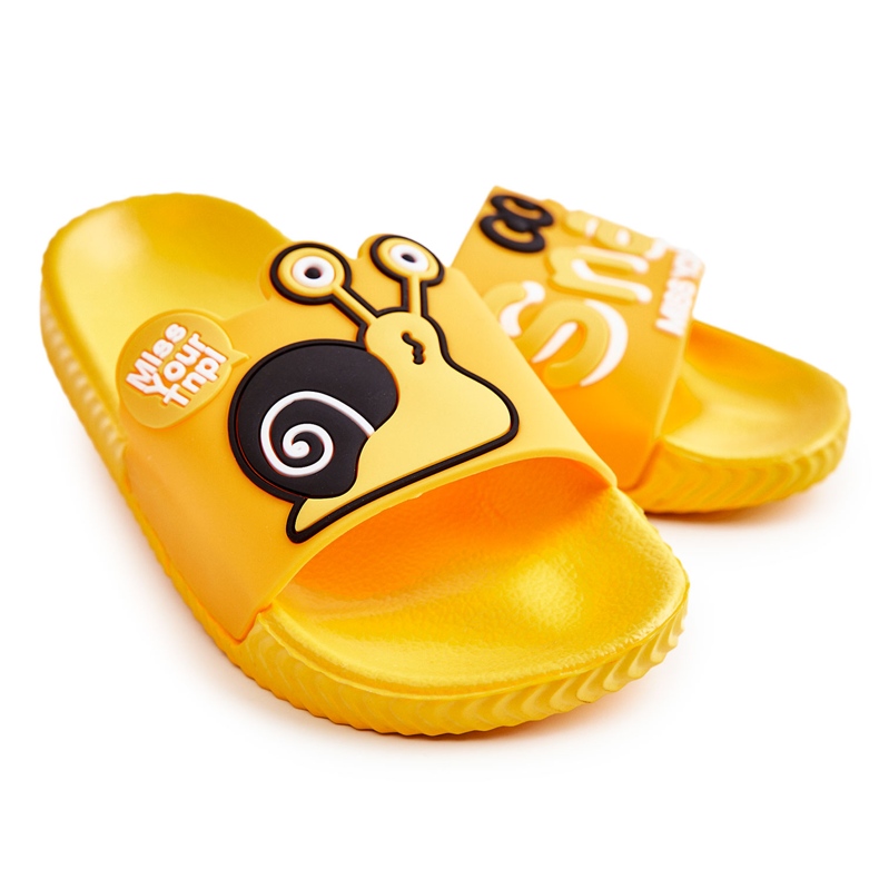 Chinelos de caracol amarelo infantil claro