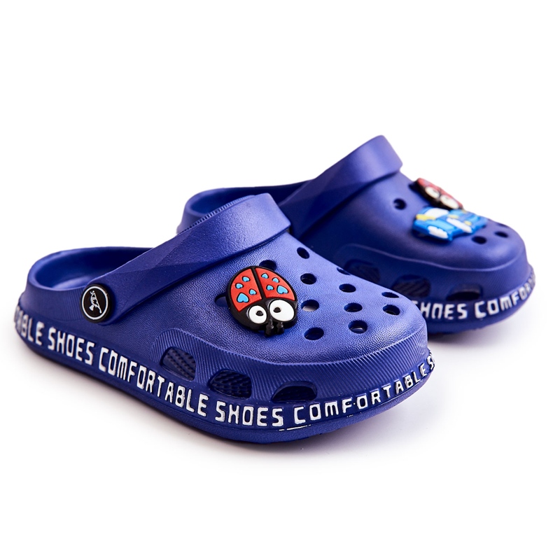 BM Chinelos infantis leves crocs com decoração azul marinho Bertis