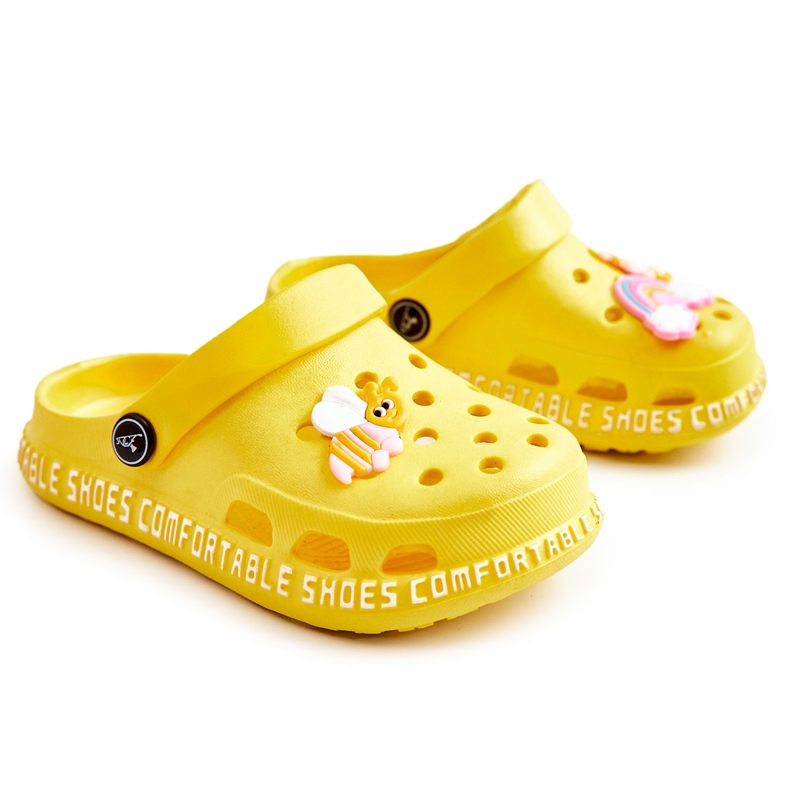Chinelos infantis leves com decoração Bertis amarela amarelo