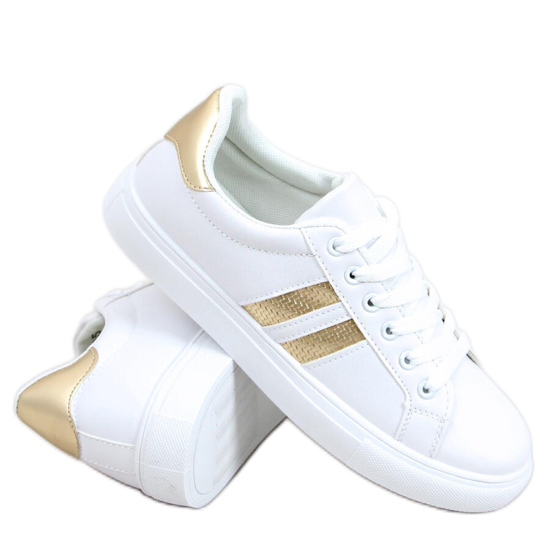 Tênis feminino Xina BRANCO / OURO dourado