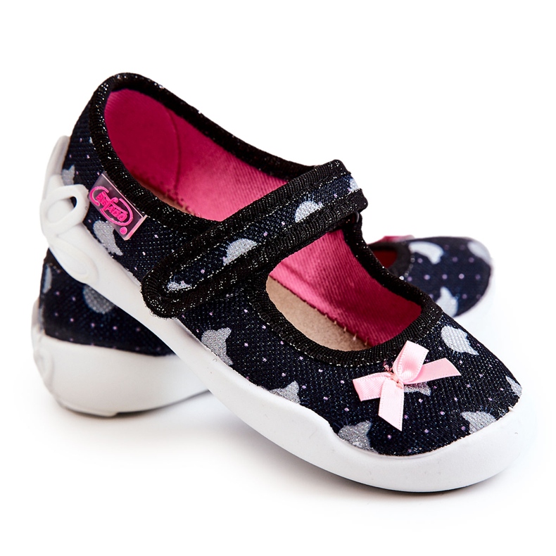 BEFADO S.A. Chinelos Bailarina Infantil Befado Com Laço 114X481 Azul Marinho