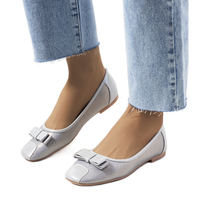 Rikke bailarinas cinzentas brilhantes cinza