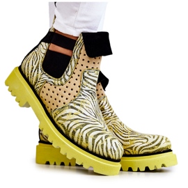 Botas de Couro Maciejka 05324-07 Amarelas bege verde amarelo