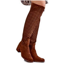 PA2 Botas de camurça generosas marrons vazadas marrom