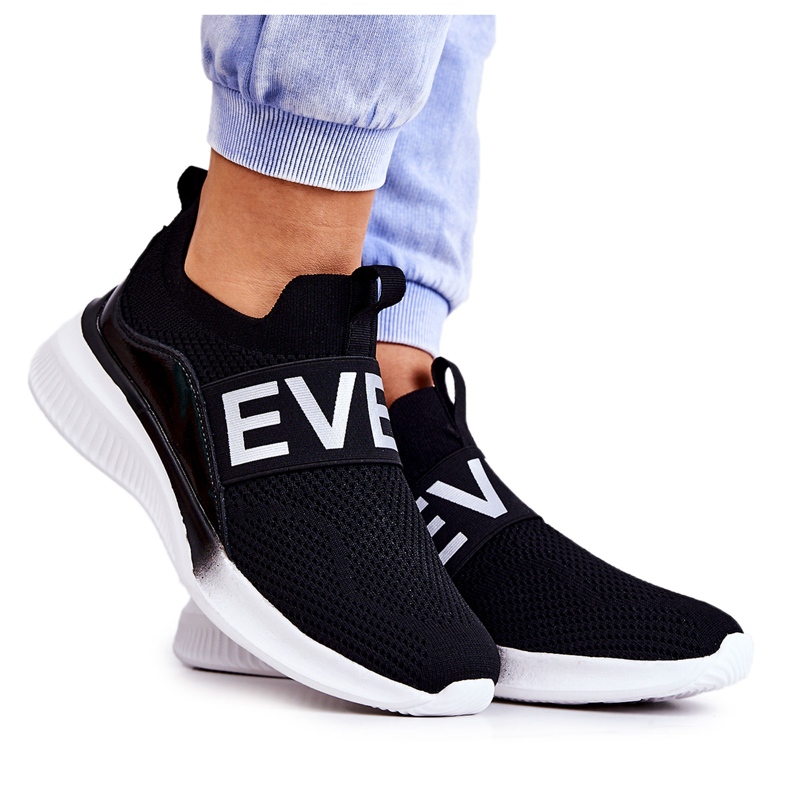 Vinceza Tênis esportivo feminino, slip-on preto Lorane