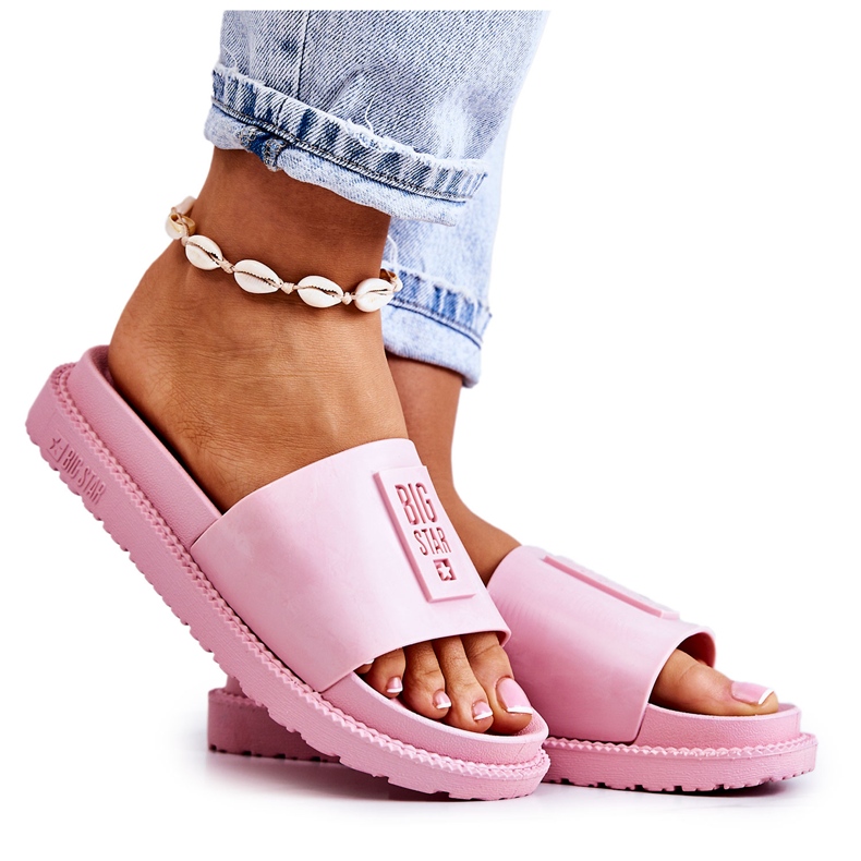 Chinelos femininos Big Star JJ274A303 Rosa