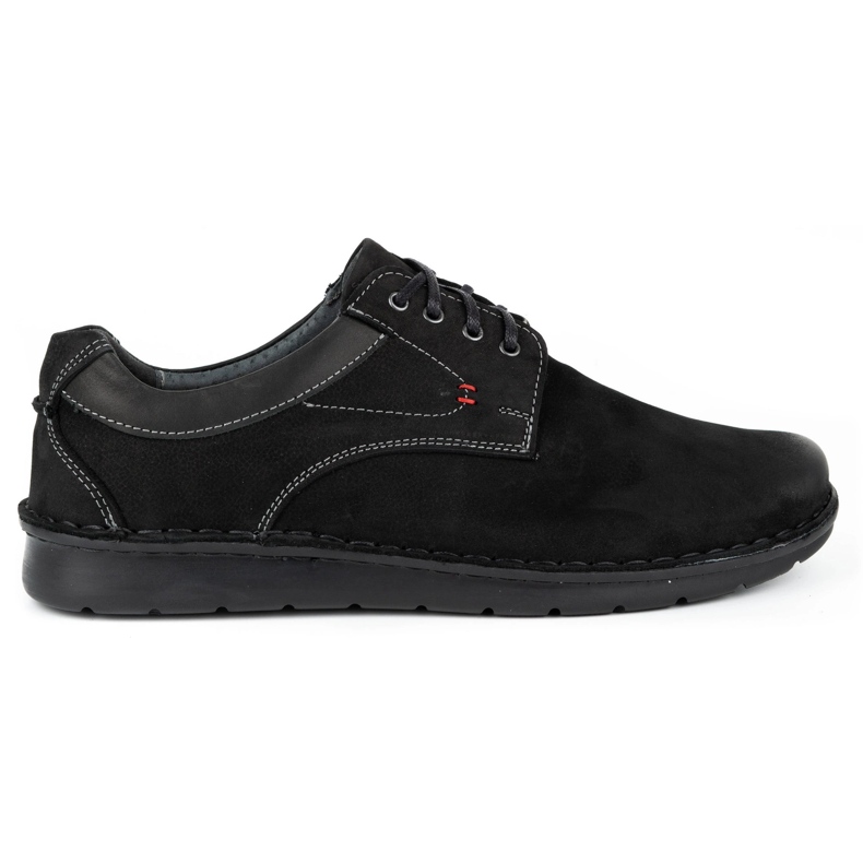 Kampol Sapatos casuais de couro masculino 13/3 nobuck preto