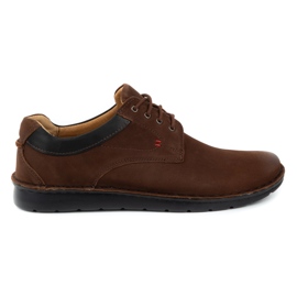 Kampol Sapatos casuais de couro masculino 13 / CK65 marrom