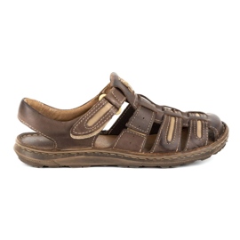 Olivier Sandálias masculinas de couro para o verão 230MA marrom escuro