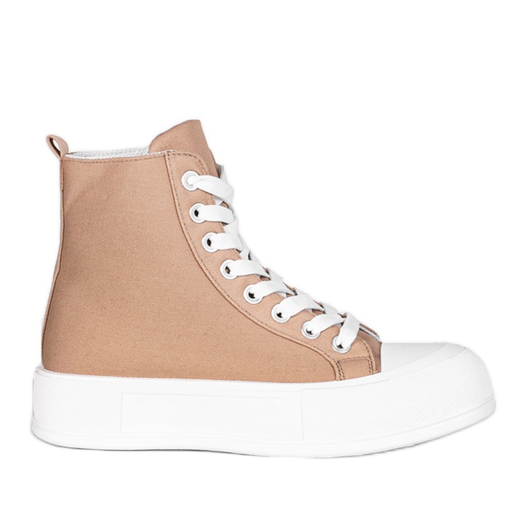 Tênis marrom em uma sola alta Natasha bege