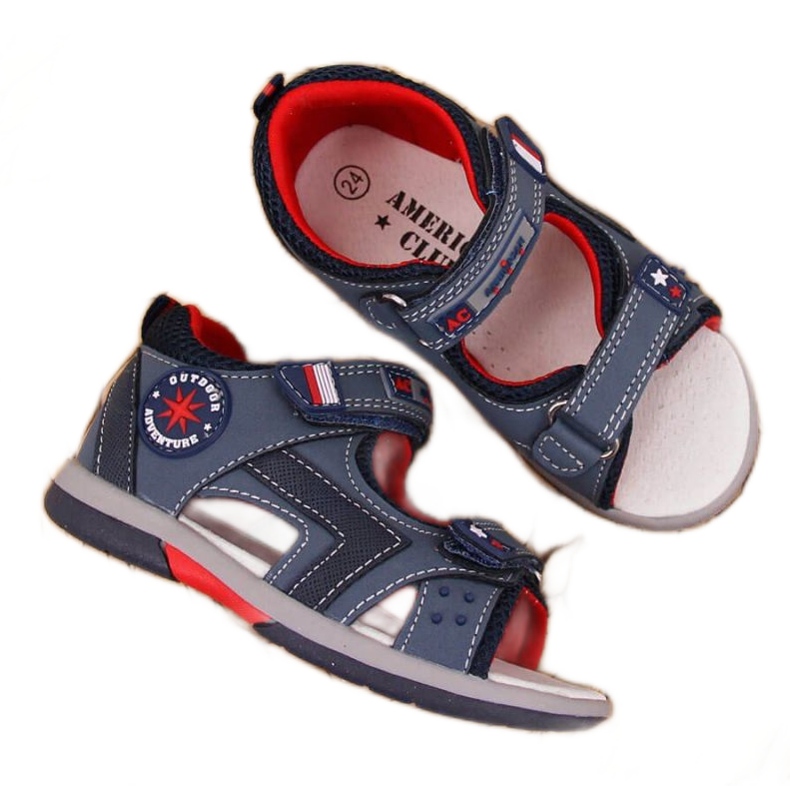 Sandálias de velcro American Club Jr AM825A azul marinho