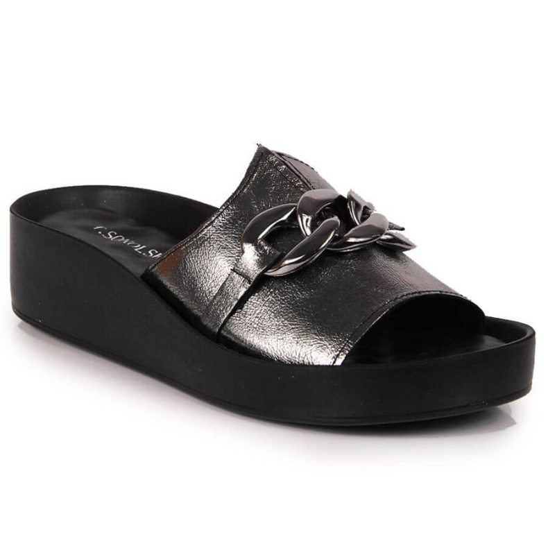 Chinelos de couro com corrente T.Sokolski W SCA161 prata