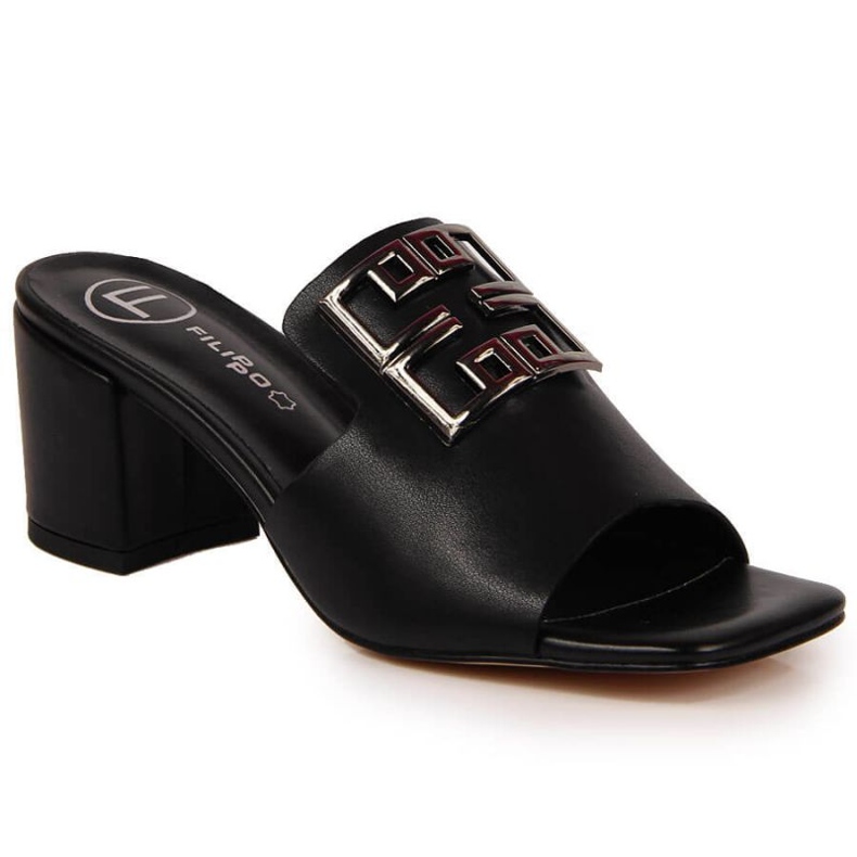 Chinelos de couro no poste Filippo W PAW353 preto