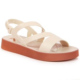 Isostar Zaxy W JJ285053 sandálias romanas de borracha creme bege cru