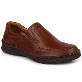 Sapatos de homem em pele castanha Łukbut 946 marrom