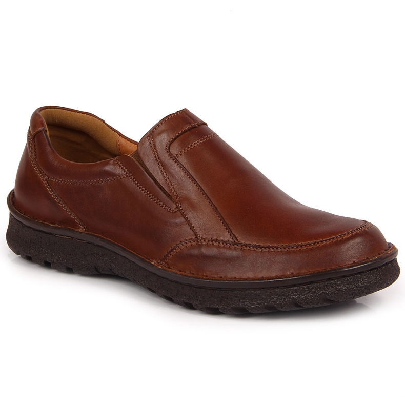 Sapatos de homem em pele castanha Łukbut 946 castanho