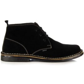 Botas de couro pretas para homens Gregor preto Botas de couro pretas para homens Gregor preto