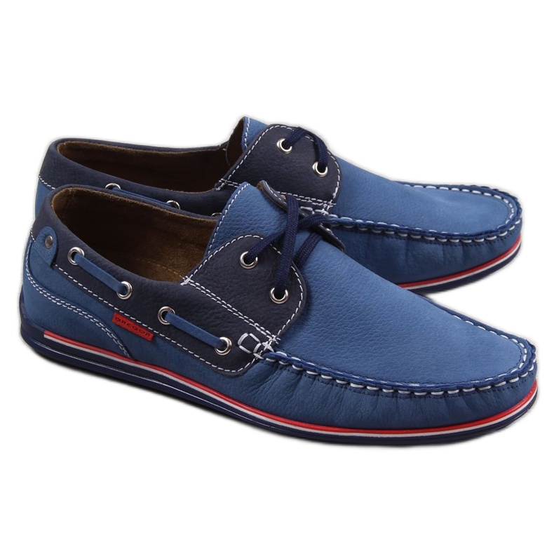 Mocassim Gregor azul de couro para homem