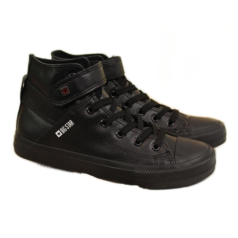 Tênis preto com velcro couro ecológico Big Star V274542